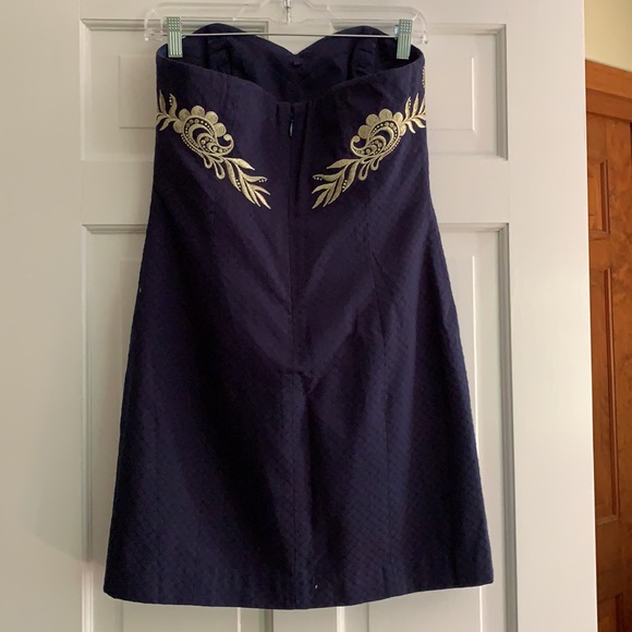 Lilly Pulitzer new with tags gorgeous navy and gold dress - Picture 3 of 6